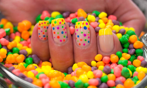 istock Polka Dots Nail Art Design 1257490599