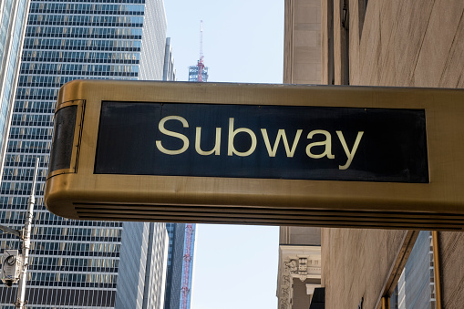 A view of an old subway sign