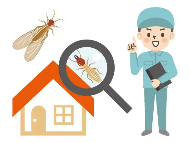 Vector illustration of Image Illustration of Pest Control Worker and Termite