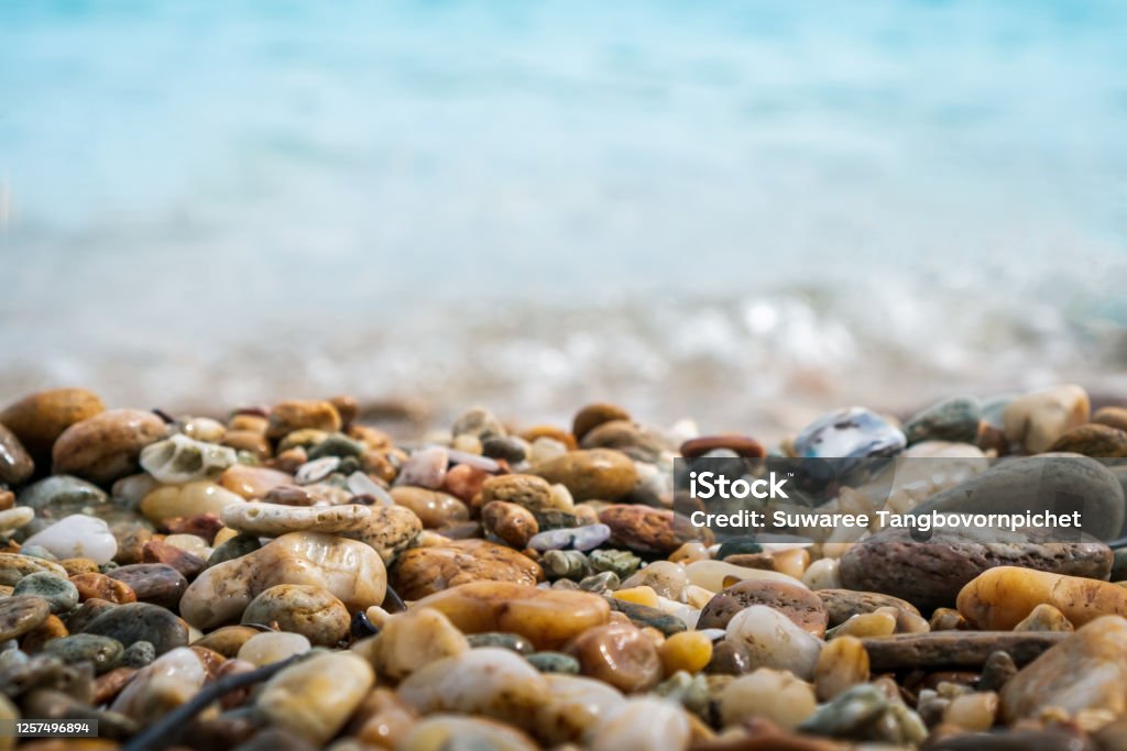 Blurry Background Rocks Selective Focus On Rocks Texture With Blur Beach In Background For ...