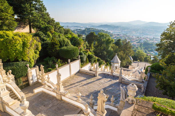 Bom Jesus do Monte Monastery in Braga in a beautiful summer day, Portugal