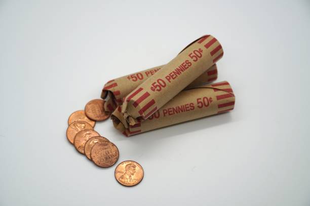 istock Rolled and loose US pennies 1257499438