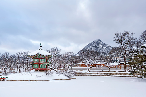 Scenery of Gyeongbokgung Palace after snowing