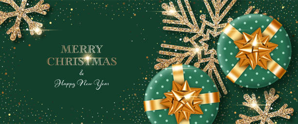 projekt świątecznego nowego roku - christmas gold green backgrounds stock illustrations