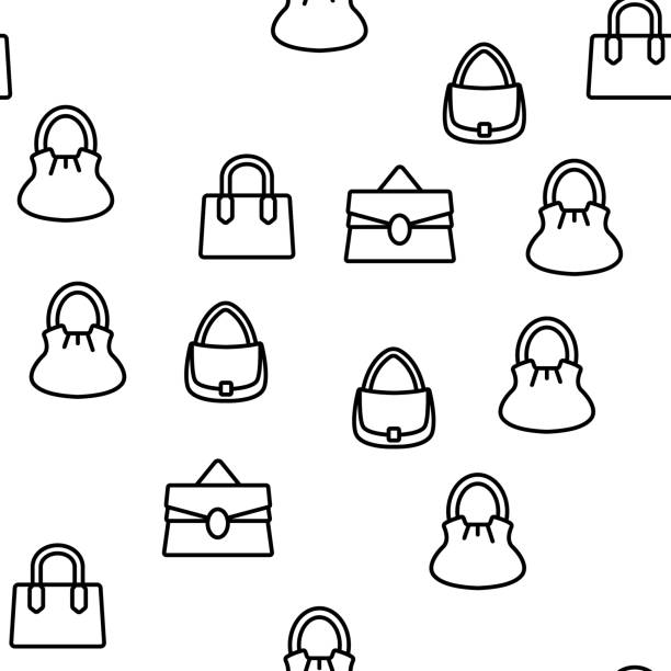 frauen tasche zubehör vektor nahtlose muster - purse stock-grafiken, -clipart, -cartoons und -symbole