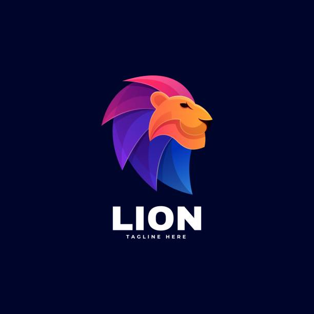 wektor ilustracja lion gradient kolorowy styl. - tiger zoo animal awe stock illustrations