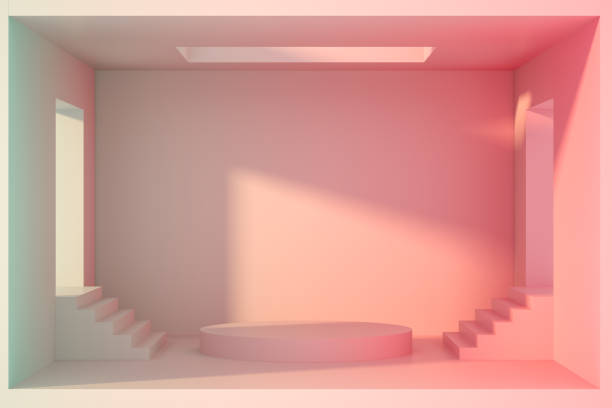 istock Indoor with Empty Product Stand, Platform, Podium. Staircase 1257519095
