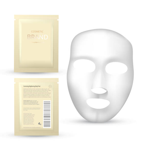 istock Facial Mask Cosmetics Packaging. Package design for face mask on white background. Cosmetics sachet. 1257524604