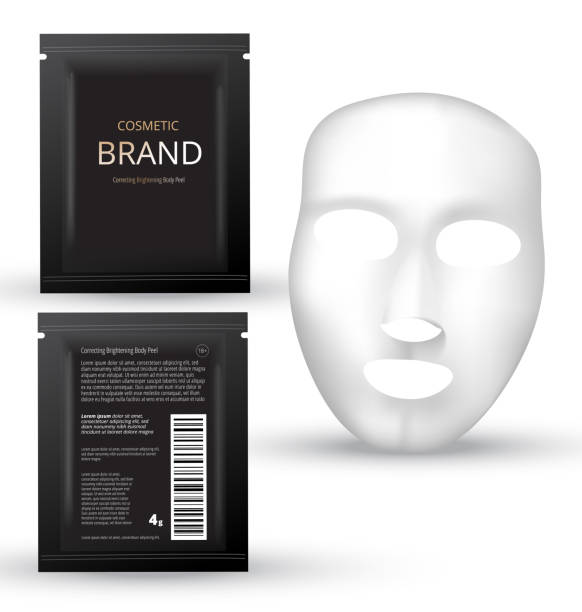 istock Facial Mask Cosmetics Packaging. Package design for face mask on white background. Cosmetics sachet. 1257524635