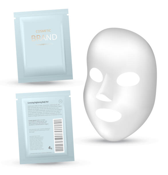 istock Facial Mask Cosmetics Packaging. Package design for face mask on white background. Cosmetics sachet. 1257524667