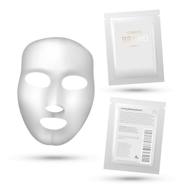 istock Facial Mask Cosmetics Packaging. Package design for face mask on white background. Cosmetics sachet. 1257524671
