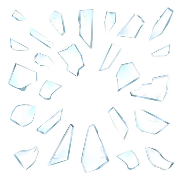 istock Broken glass pieces. Shattered glass on white background. Vector realistic illustration 1257524796