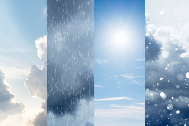 The changes of weather. A natural phenomenon of the differences of four seasons stock photo