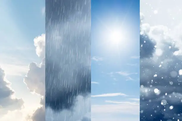 The changes of weather. A natural phenomenon of the differences of four seasons. High quality photo
