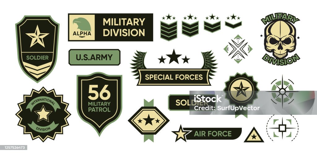 Army Patches Set Stock Illustration - Download Image Now - Military, Army,  Logo - iStock