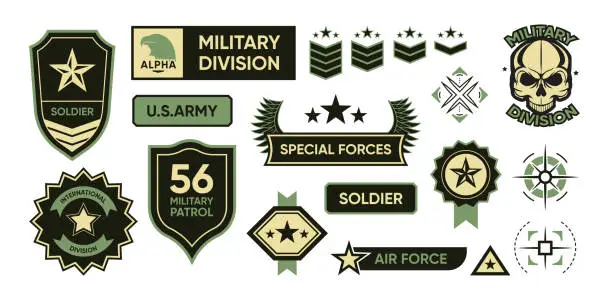 Vector illustration of Army patches set