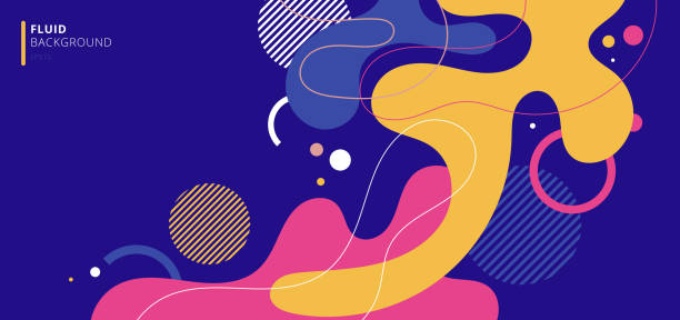 ilustraciones, imágenes clip art, dibujos animados e iconos de stock de elementos de fondo modernos abstractos dinámicos formas fluida composiciones de manchas de colores - web banner ilustraciones