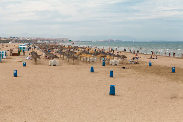 Sandy wide public beach in Valencia