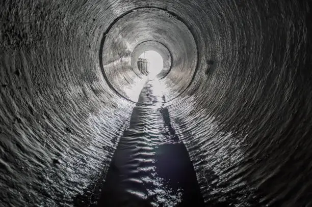 Photo of Exit from the drainage sewage tunnel pipe