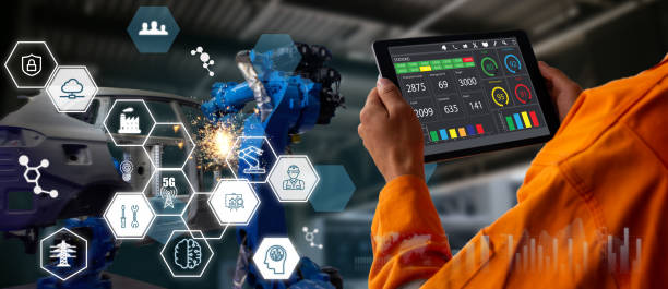 istock smart factory which use futuristic technology which combine big data, iot, 5g, machine deep learning, automation robot, augmented mixed virtual reality, digital twin, artificial intelligence 1257547932
