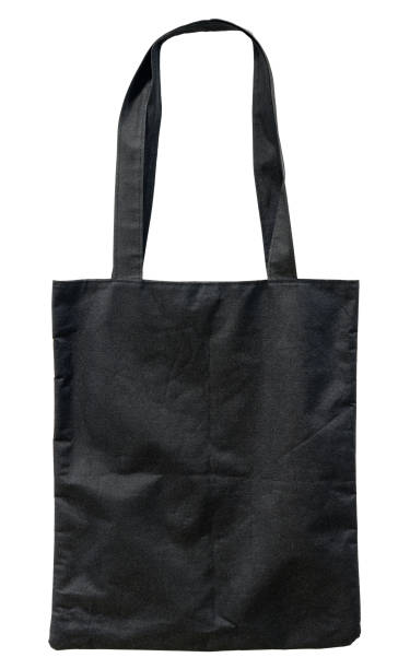 istock Black cloth shopping bag isolated on white background 1257549400
