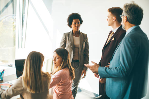 istock Group of multiethnic business people working on new project 1257550425