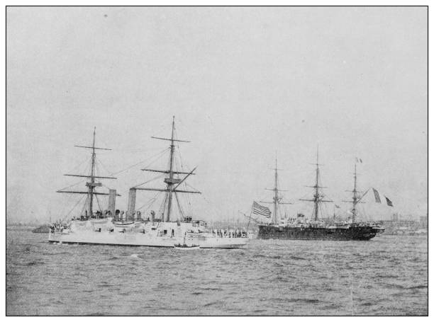 istock Antique black and white photo: Battleship 1257550557