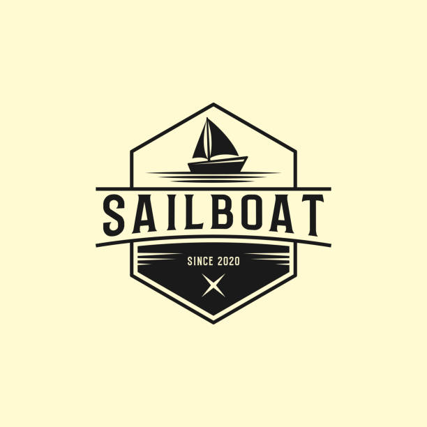 ilustrações, clipart, desenhos animados e ícones de designs criativos do logotipo do veleiro, ilustrações vetoriais do logotipo do yacht clubs - veleiro luxo