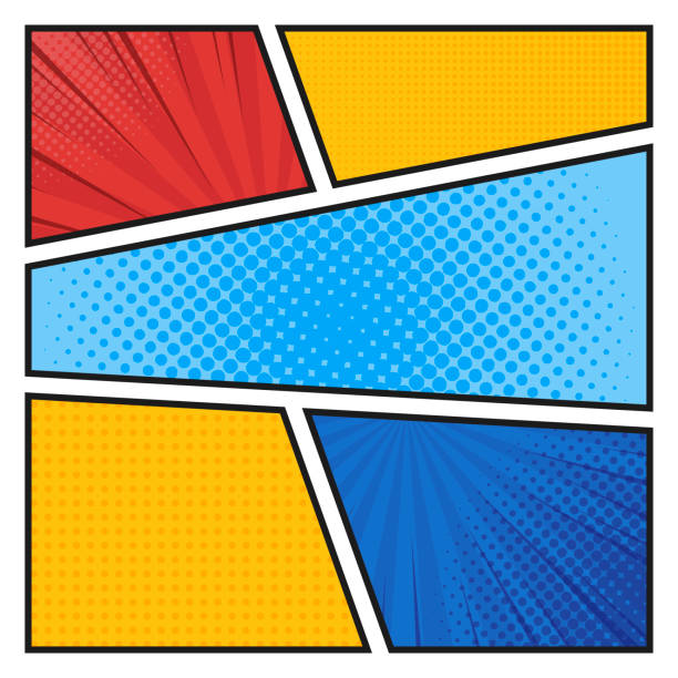 Comics book background in different colors. Blank template background. Pop-art style Comics book background in different colors. Blank template background. Pop-art style. superhero designs stock illustrations