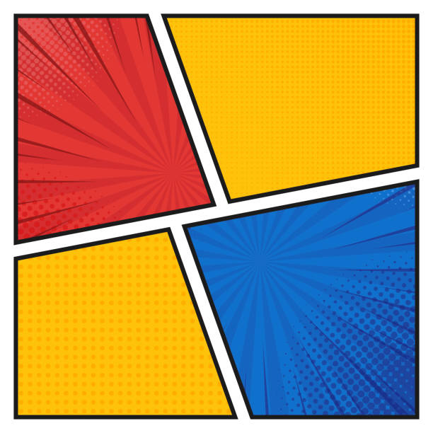 Comics book background in different colors. Blank template background. Pop-art style Comics book background in different colors. Blank template background. Pop-art style. colorful page borders stock illustrations
