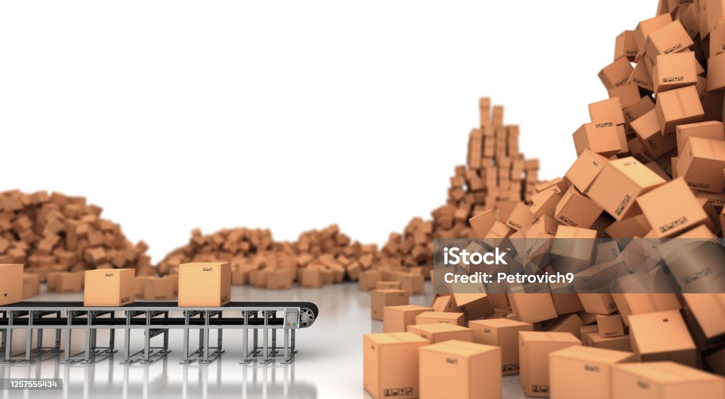 Overproduction Overproduction in Economic Crisis - 3D Rendering Freight Transportation Stock Photo