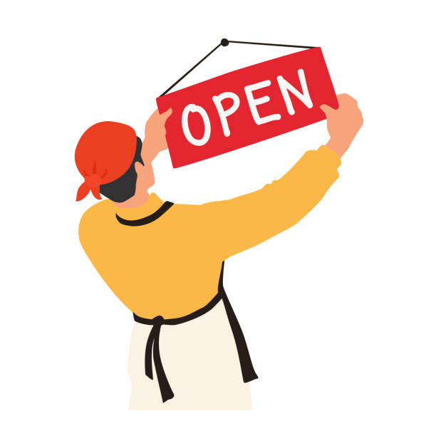 62 Small Business Owner Open Sign Illustrations & Clip Art - iStock | Small business  owner open sign mask