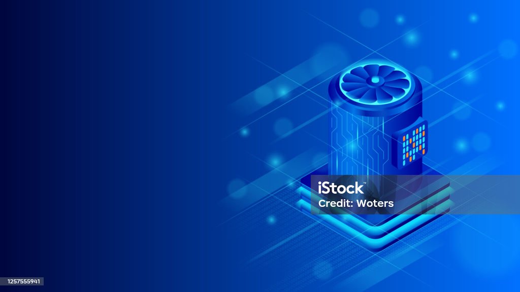 Supercomputer Isometric Vector Illustration Big Data Processing Stock ...