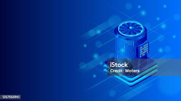 Supercomputer Drawuing Supercomputer Isometric Vector Illustration Big Data Processing Stock ...