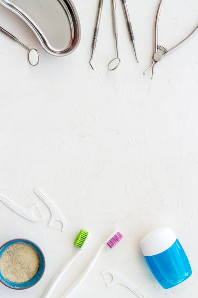 istock Top view frame of dental tools and equipment 1257556033