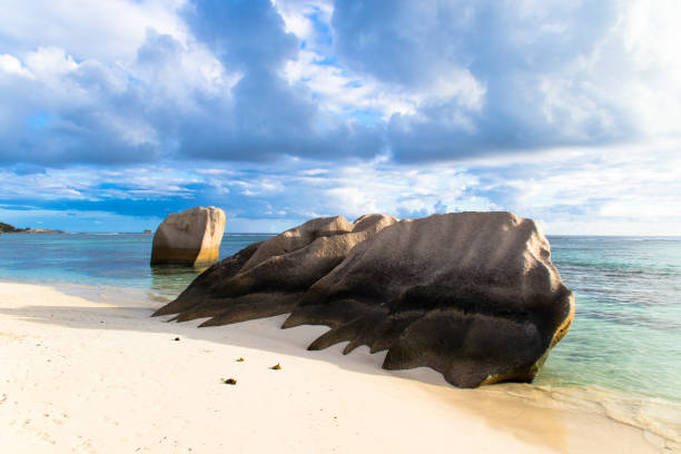 istock Famous tropical beach Anse Source d'Argent with granite boulders, Union Estate Park, La Digue Island, Seychelles 1257562308