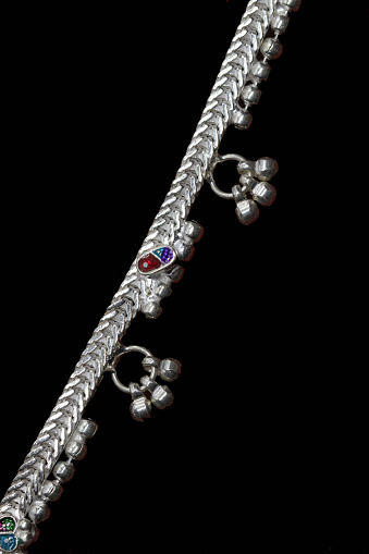 three Curly silver anklet with painting for catalogue design book