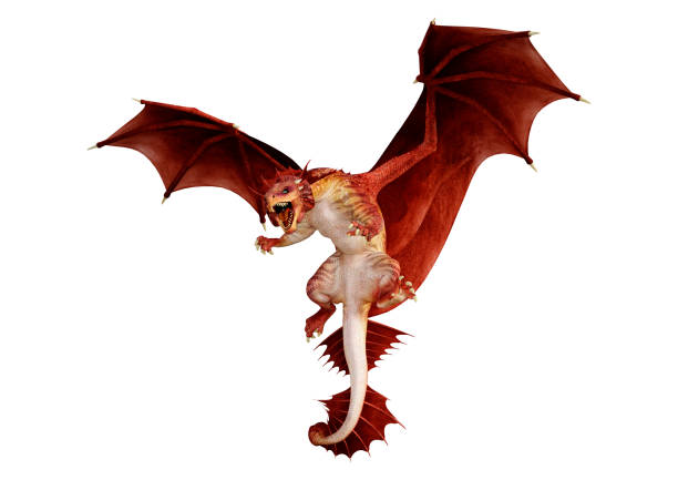 istock 3D illustration fantasy dragon on white 1257563195