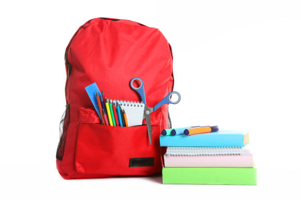 istock backpack and school stationery isolated on white 1257566587