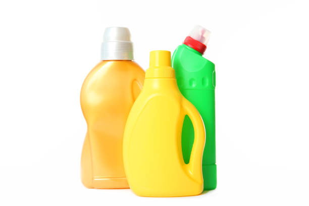 istock Set of tools for cleaning and disinfection isolated on white. 1257566609