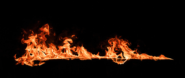 Burning fire isolated on black background