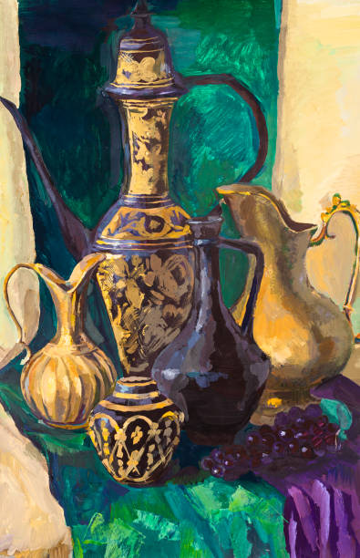 istock still-life with jugs and bunch of grapes 1257570149