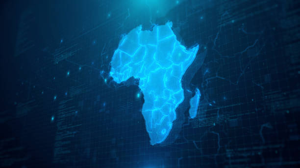 istock Map of Africa with Countries on blue digital background 1257570937