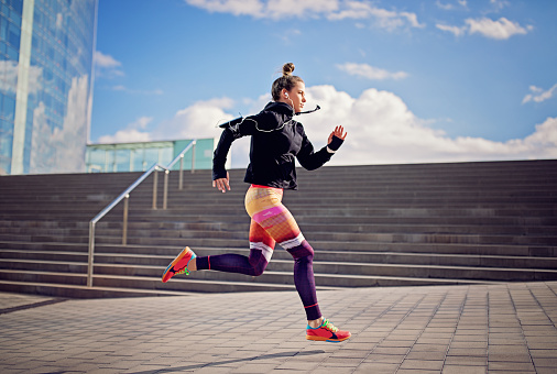 Runner girl is sprinting