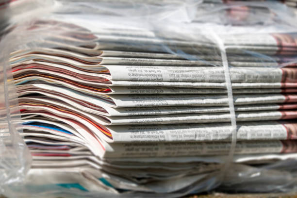 istock Stack of bundled newspapers, ready to be delivered 1257575498