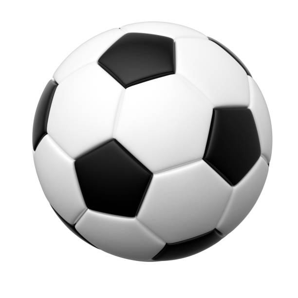 futbol topu izole 3d render - football stok fotoğraflar ve resimler