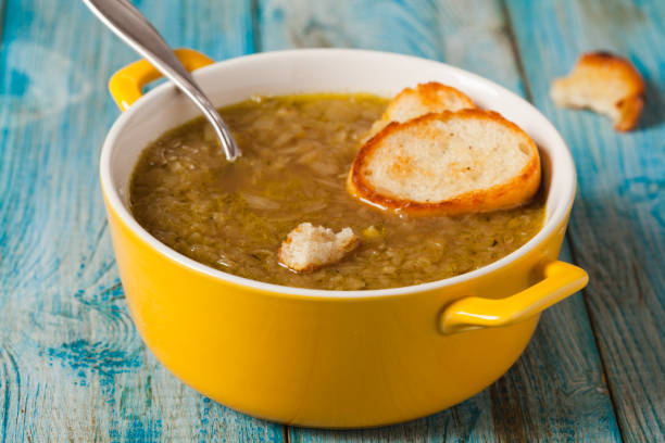 istock Classic onion soup with croutons. 1257576818