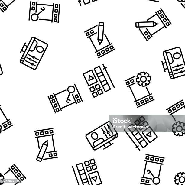Video File Editing Vector Seamless Pattern Stock Illustration ...