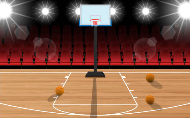 ilustraciones, imágenes clip art, dibujos animados e iconos de stock de habitación en blanco y negro - basketball court