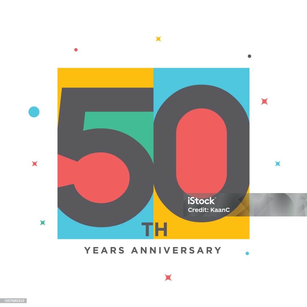 Modern colorful anniversary logo template isolated, anniversary icon label, anniversary symbol stock illustration Number 50 stock vector